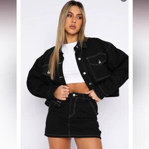 NWOT Empyre Contrast Stitch Black Denim Jacket Women Size M US